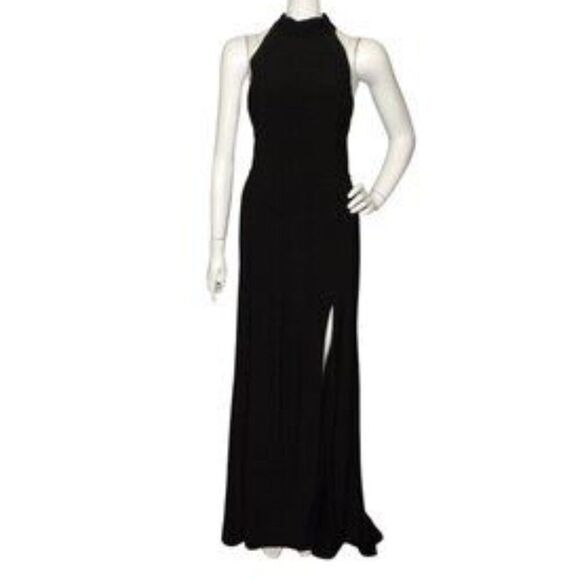 IEENA MAC DUGGAL Maxi Dress, 10, Black, High Neck, Sleeveless, Train, High vent - Picture 1 of 12